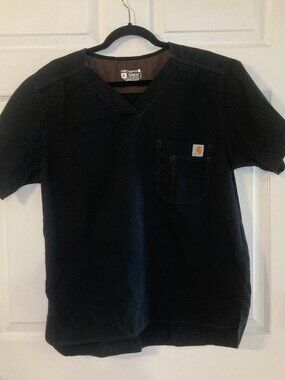 Carhartt Men's Black Ripstop Utility V-Neck Scrub Top - Size M